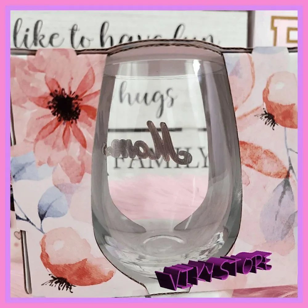 NWT Stemless Wine Glass Monogram 